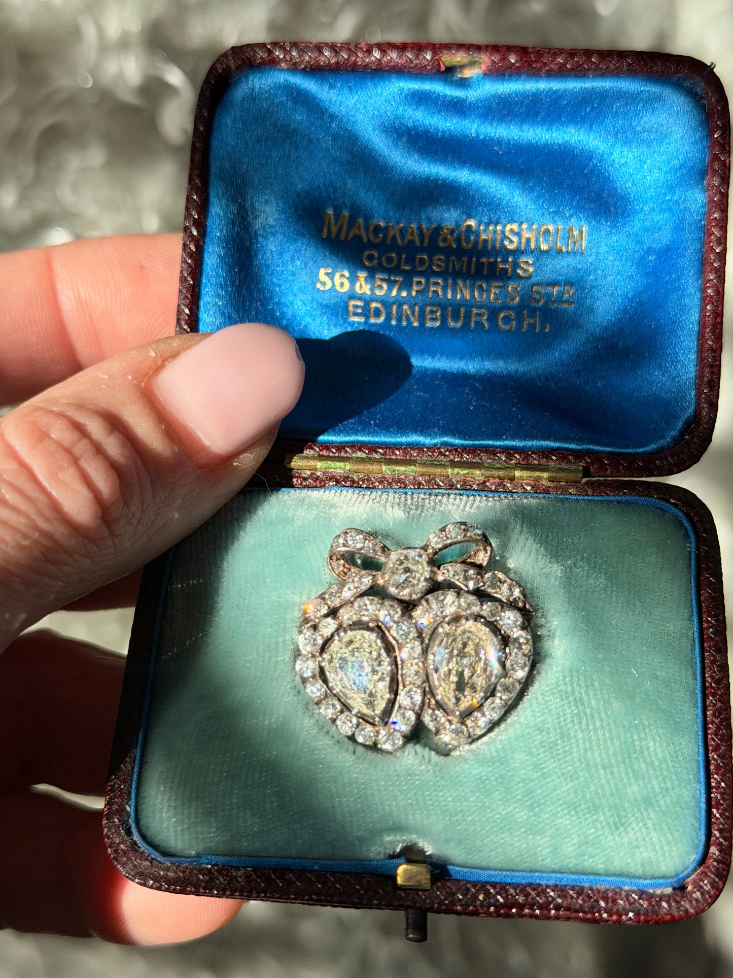 Victorian Double Heart Diamond Brooch