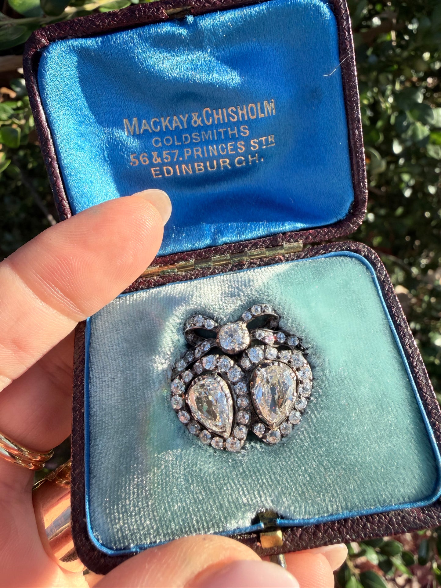 Victorian Double Heart Diamond Brooch