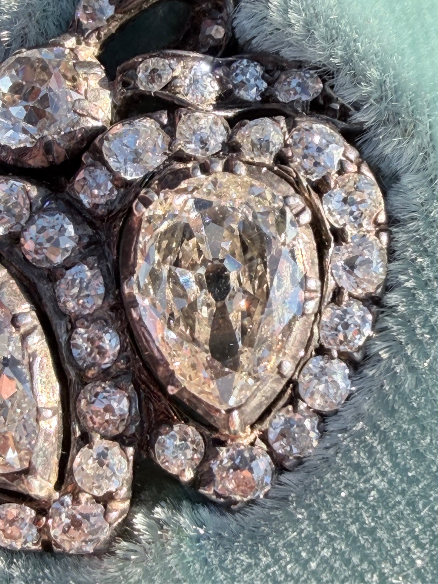 Victorian Double Heart Diamond Brooch