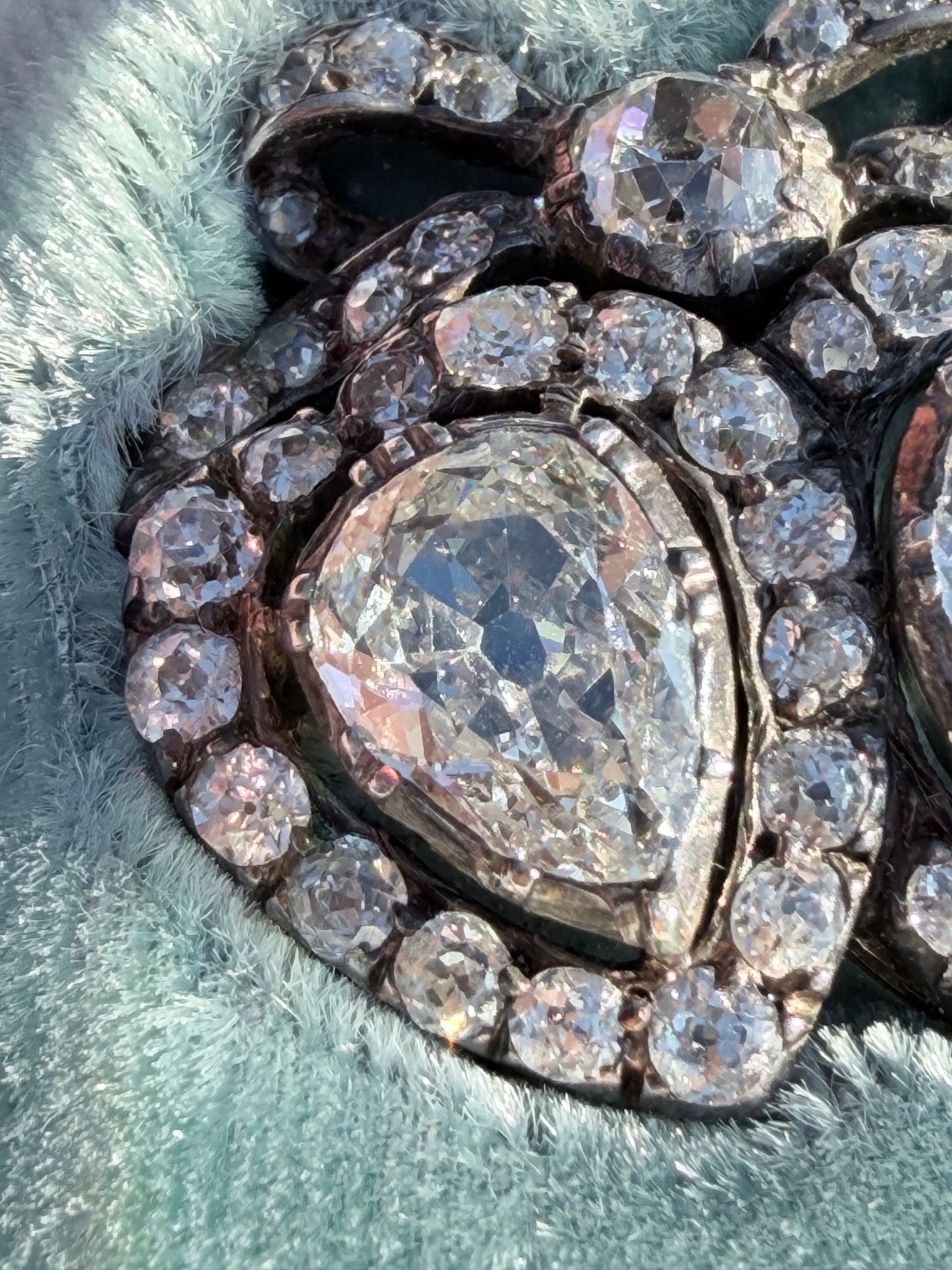 Victorian Double Heart Diamond Brooch