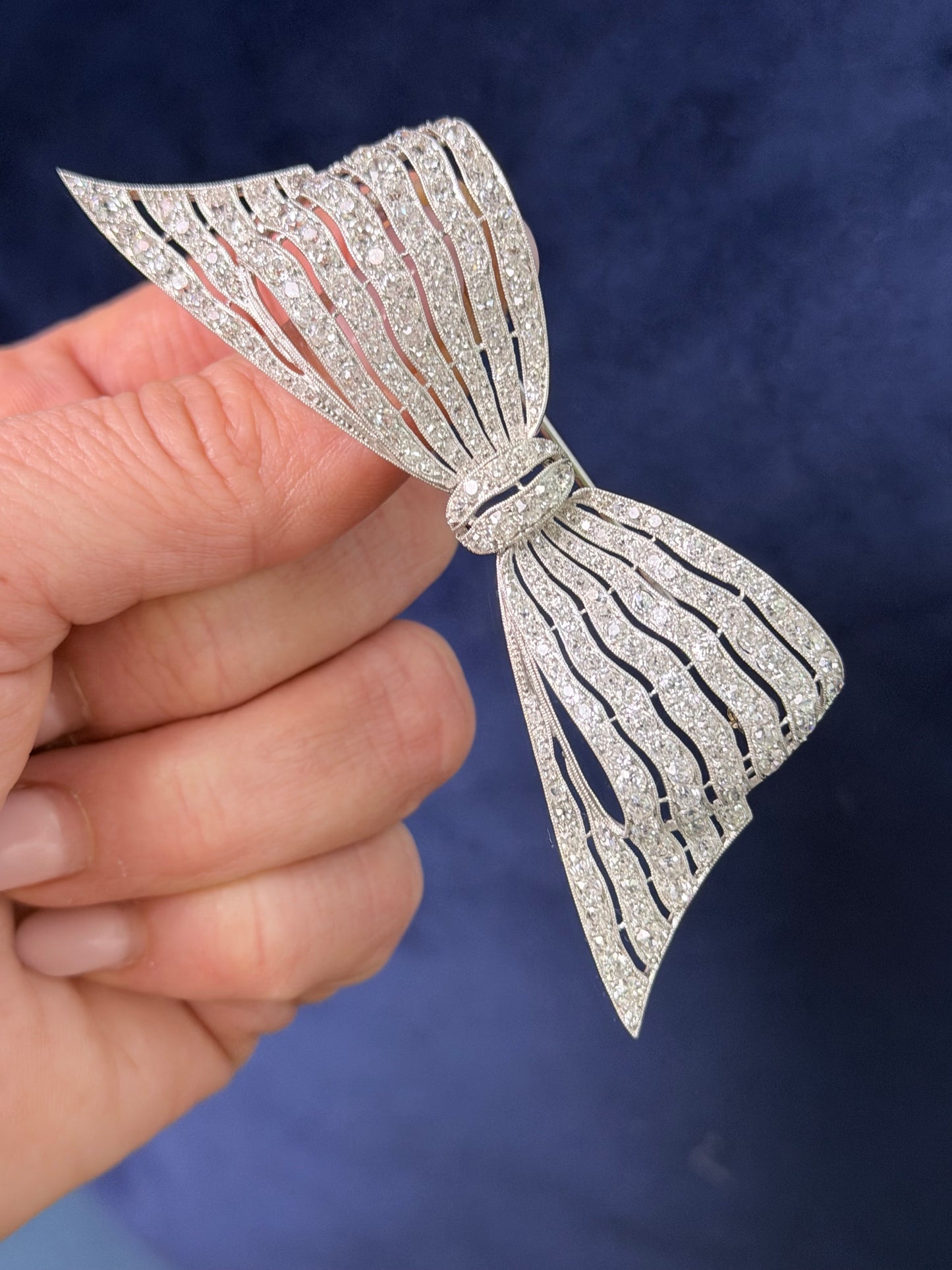 Antique French and Diamond Bow Brooch