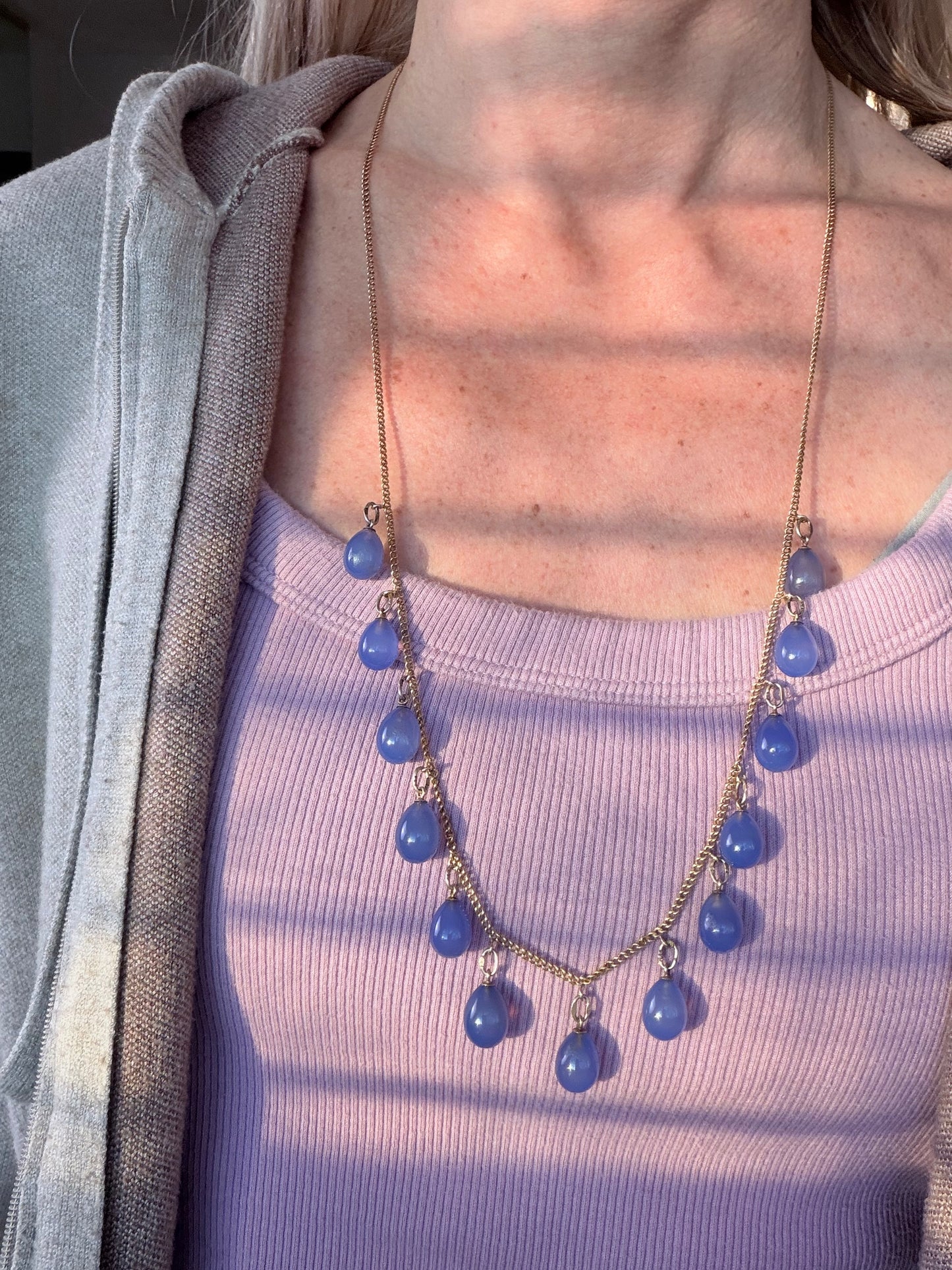 Vintage Fabergé Calcedony Egg Necklace