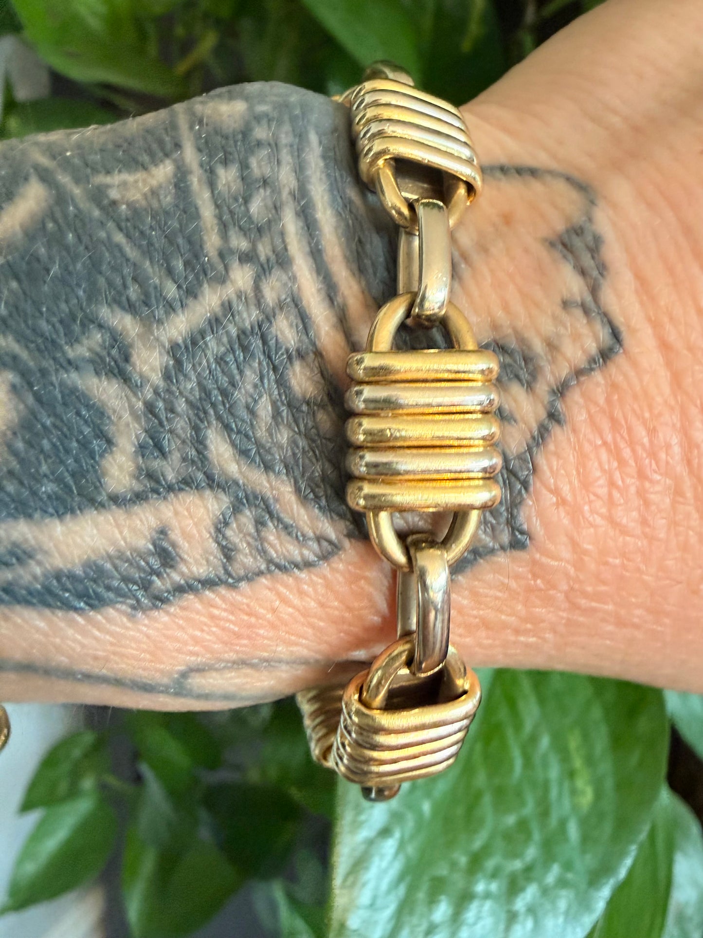 Vintage Bvlgari Alternating Lock Link Bracelet