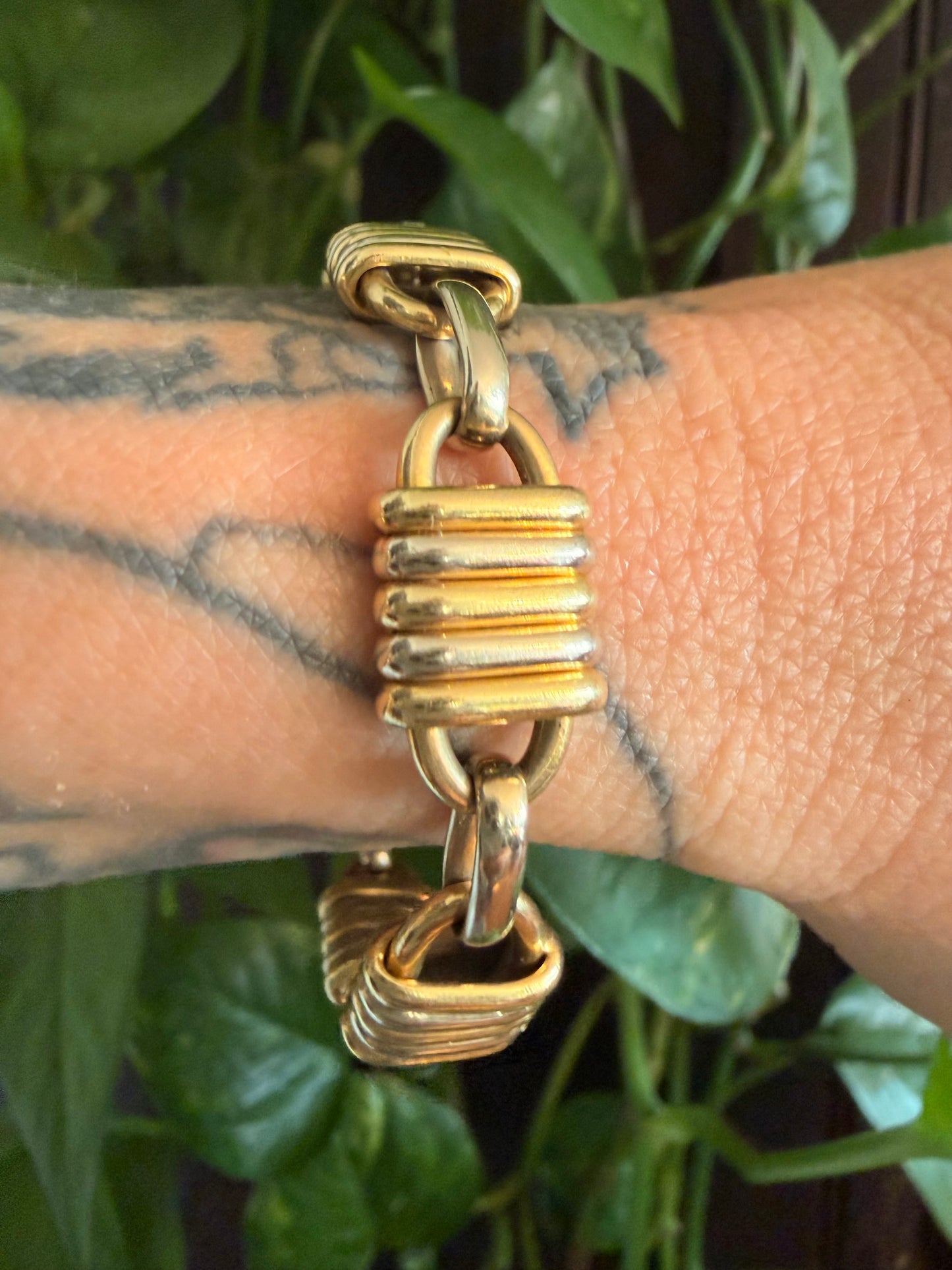 Vintage Bvlgari Alternating Lock Link Bracelet