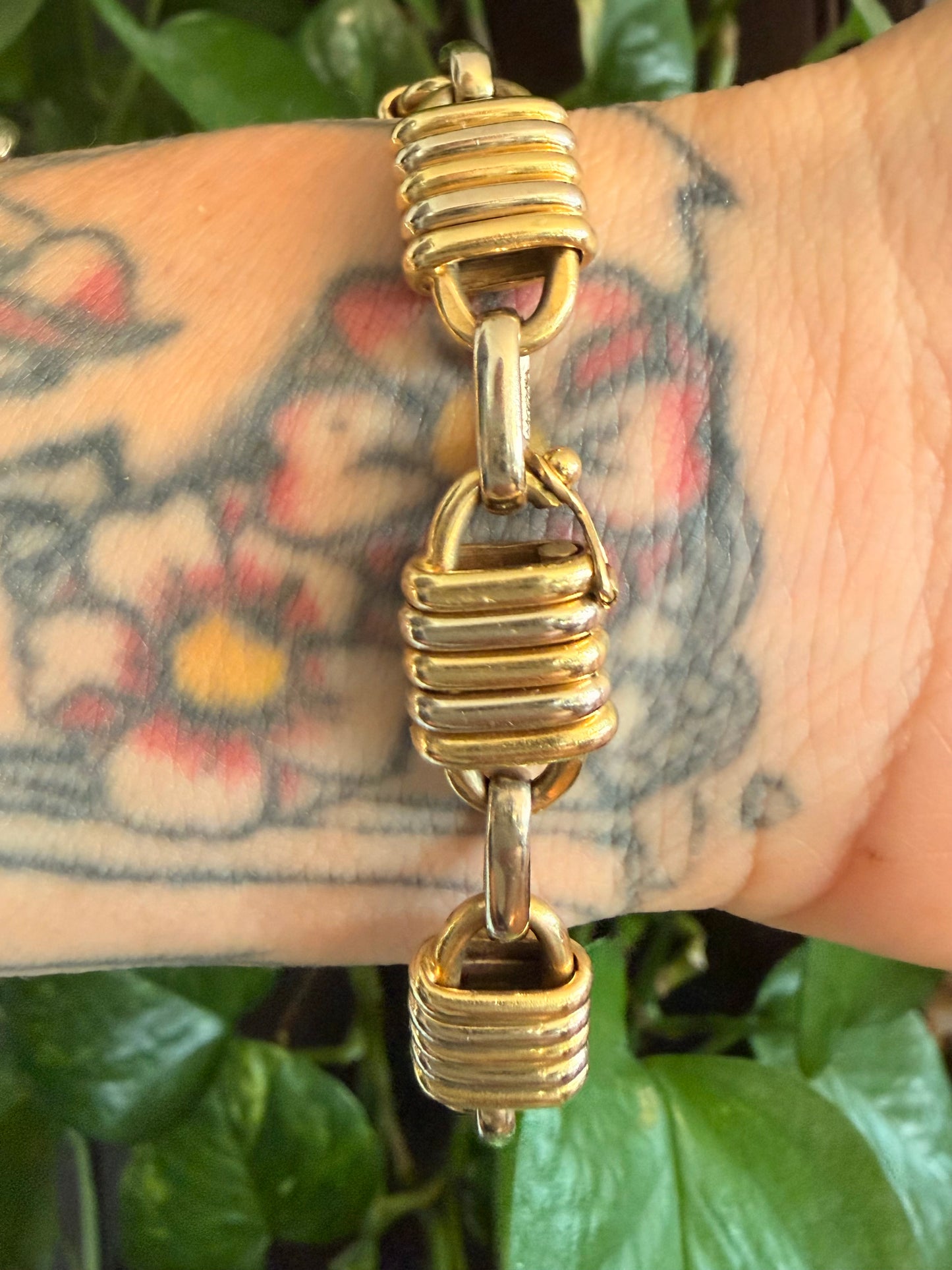 Vintage Bvlgari Alternating Lock Link Bracelet