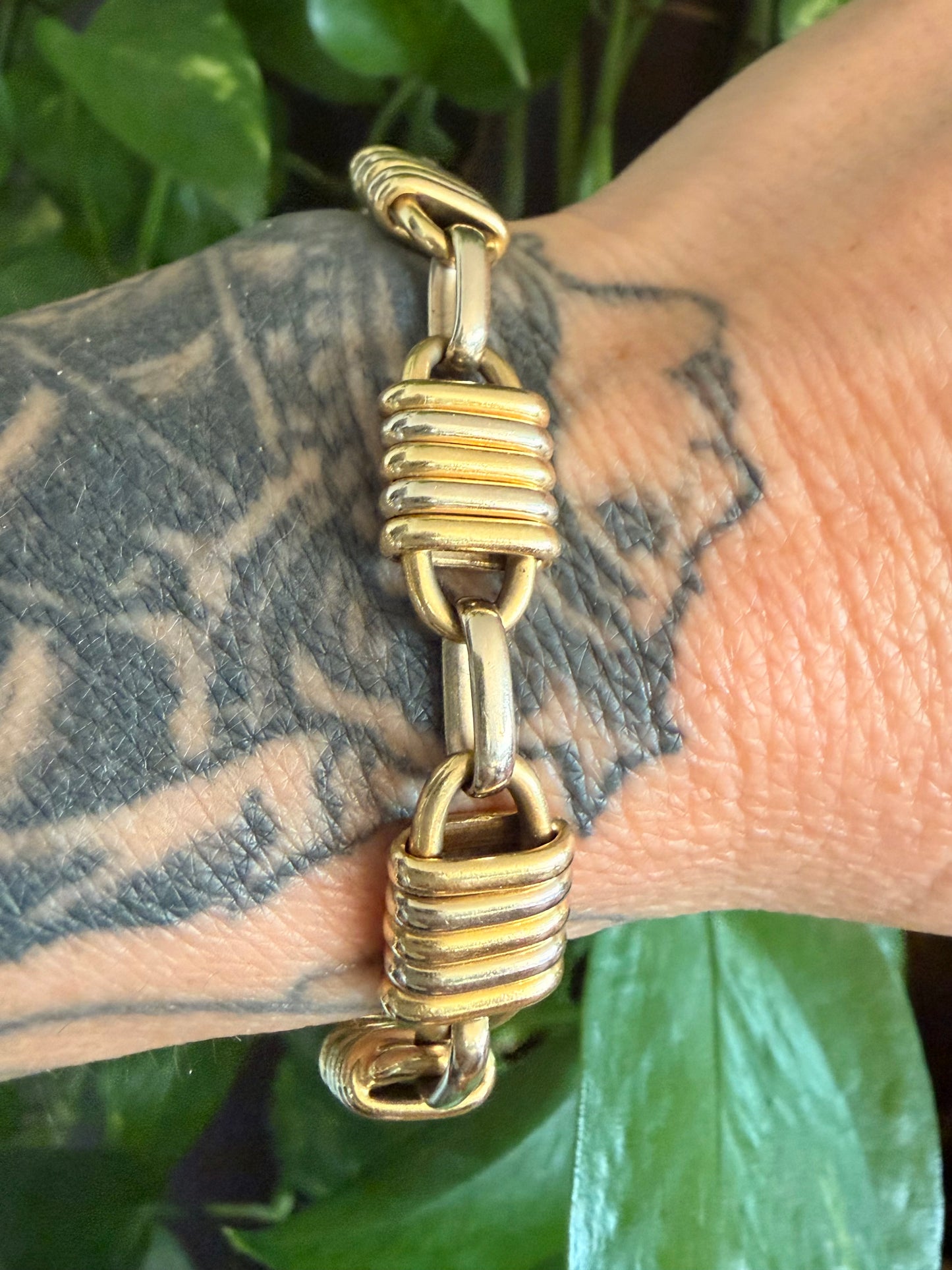 Vintage Bvlgari Alternating Lock Link Bracelet