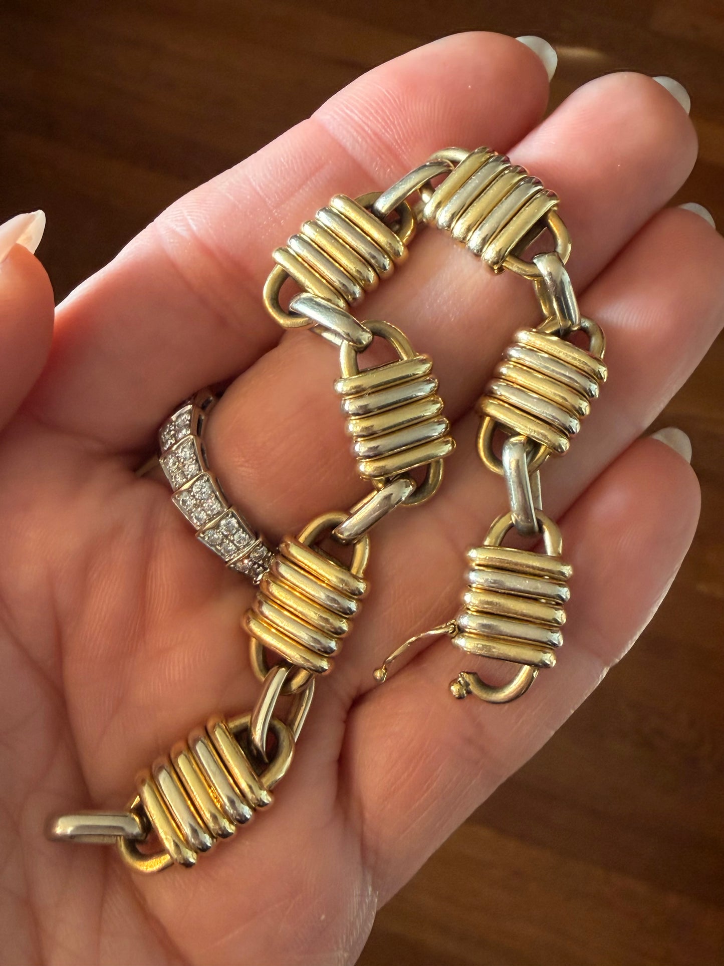 Vintage Bvlgari Alternating Lock Link Bracelet