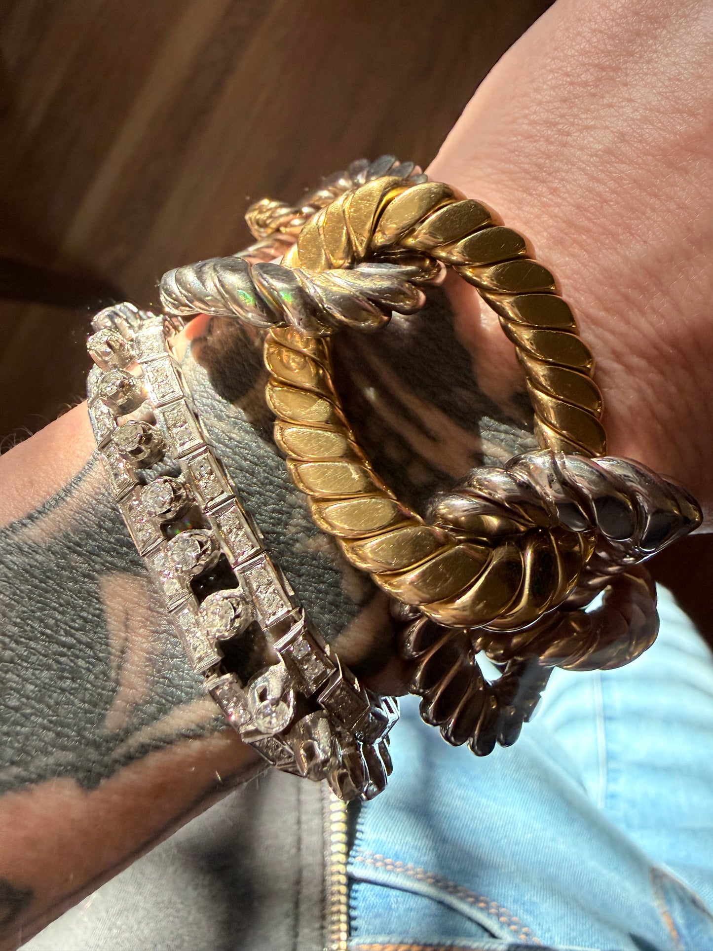 Vintage Italian Two Tone Large Link Bracelet