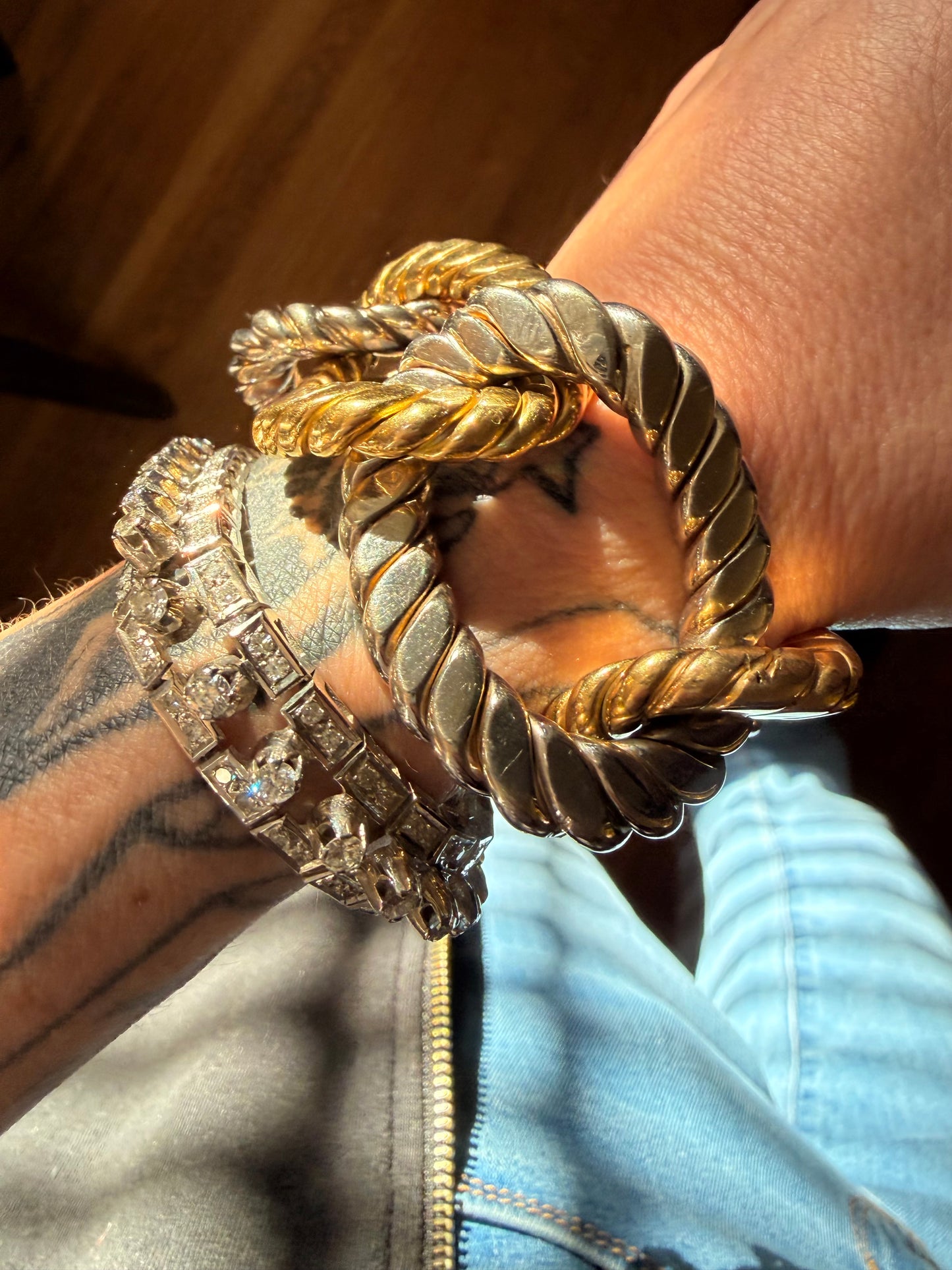 Vintage Italian Two Tone Large Link Bracelet