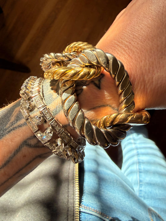 Vintage Italian Two Tone Large Link Bracelet