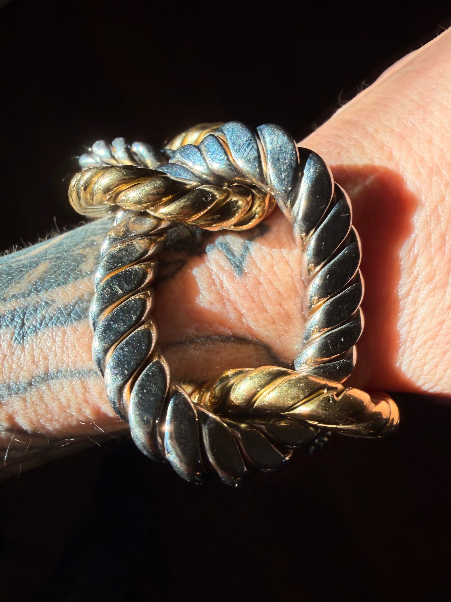 Vintage Italian Two Tone Large Link Bracelet