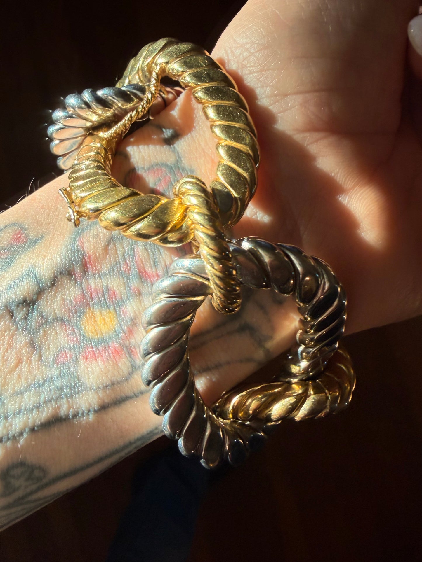 Vintage Italian Two Tone Large Link Bracelet