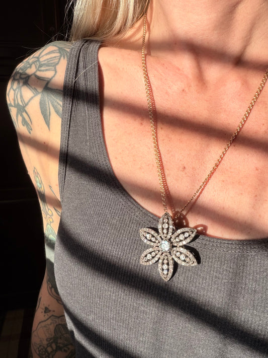 Georgian Diamond Cluster Flower Brooch