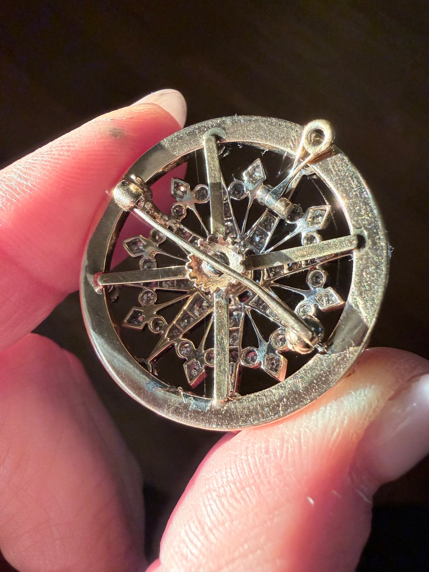 Victorian Diamond and Enamel Star Brooch Pendant