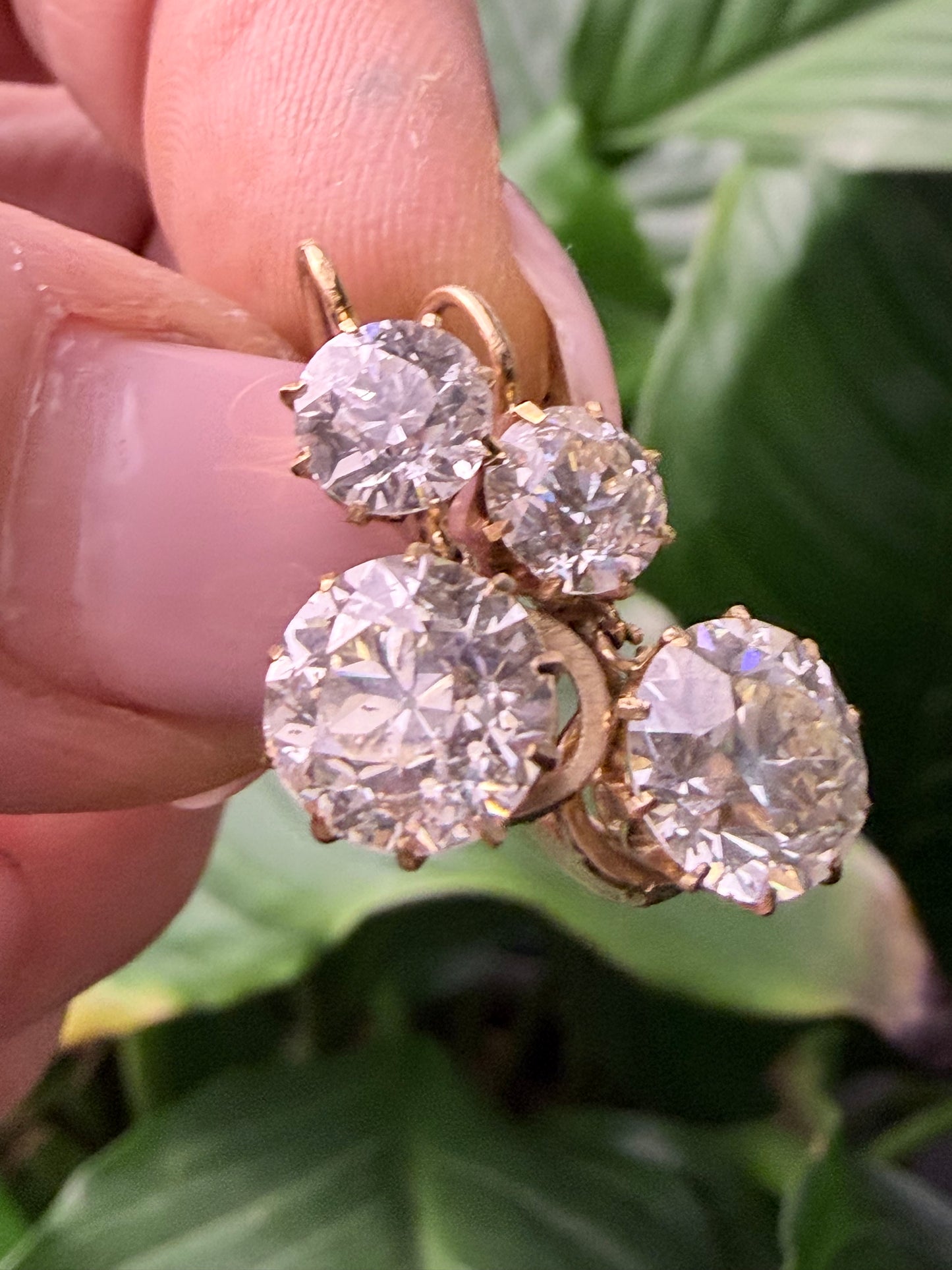 Antique Old Mine and Old European Cut Diamond Drop Earrings