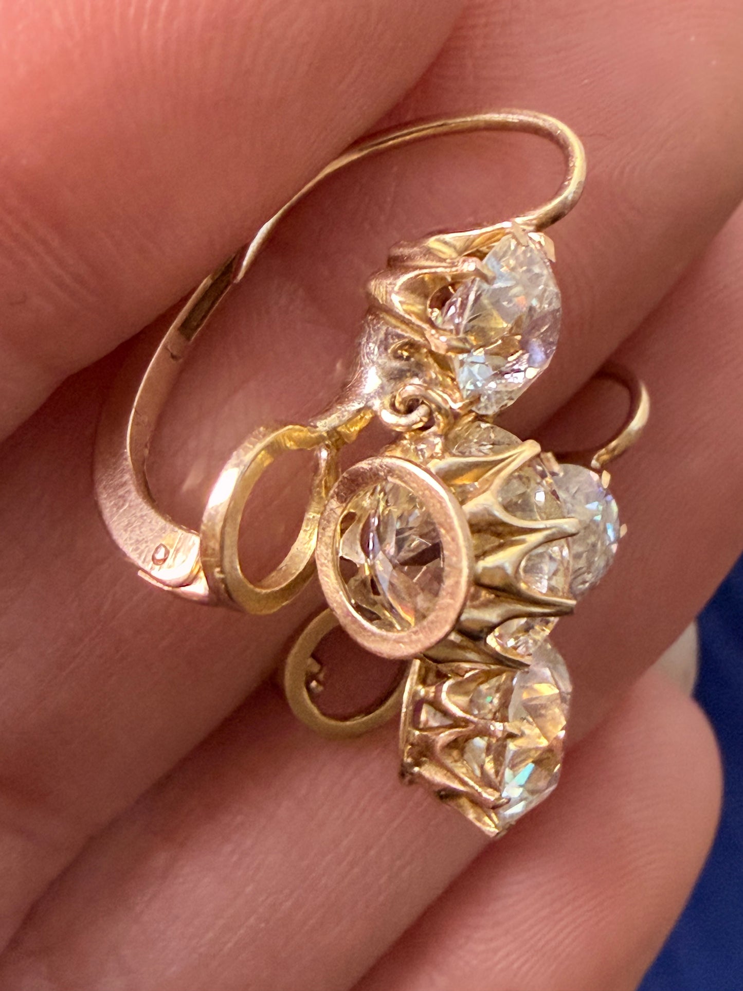 Antique Old Mine and Old European Cut Diamond Drop Earrings