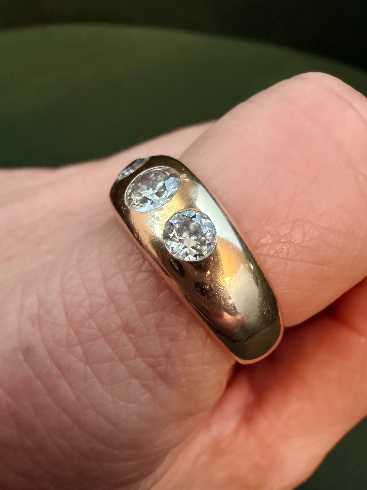 Vintage Three Stone Flush Set Diamond Ring