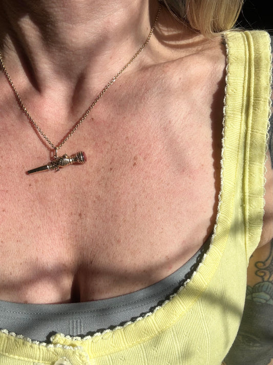 Antique Gauntlet and Flintlock Pistol Carnelian Watch Key Fob Pendant