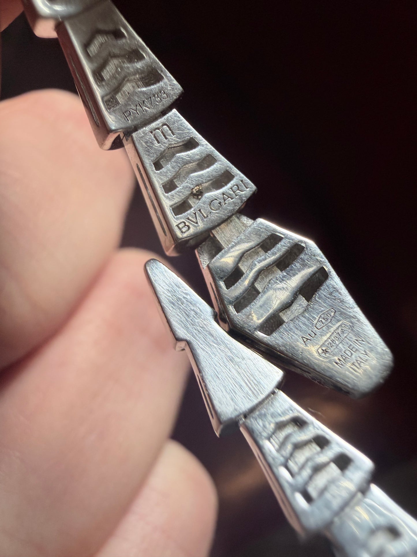 Bvlgari 18k White Gold Snake Bracelet