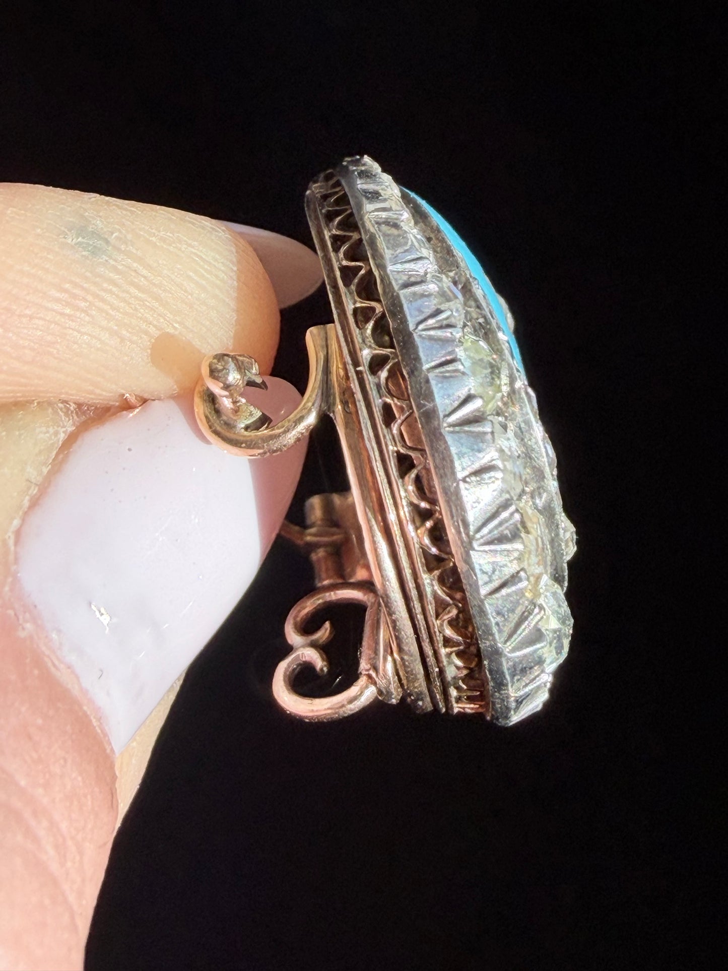 Victorian Enamel Crescent Brooch