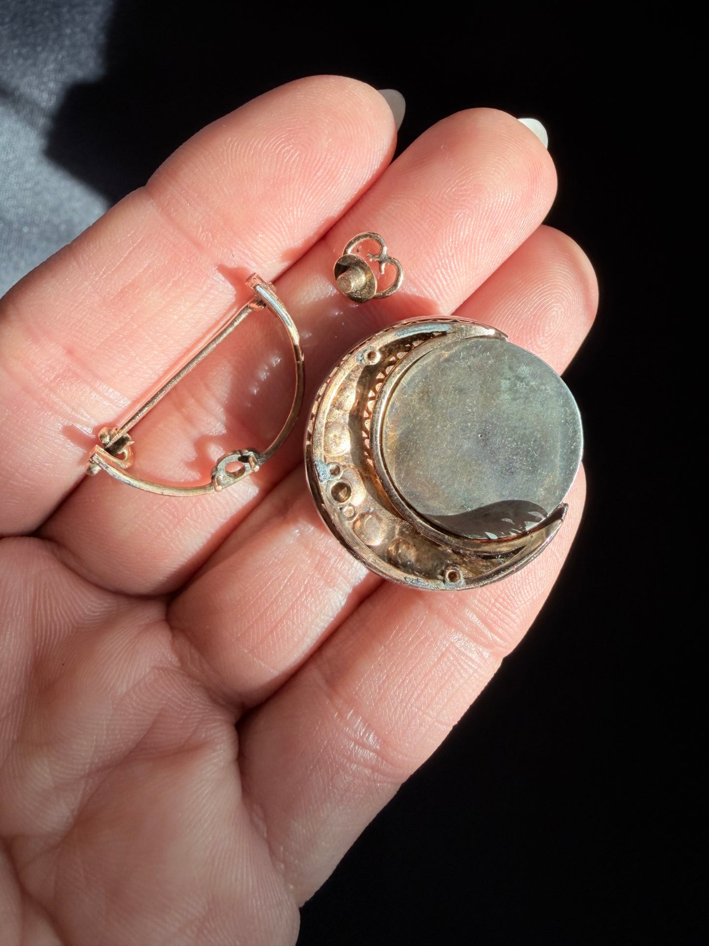 Victorian Enamel Crescent Brooch