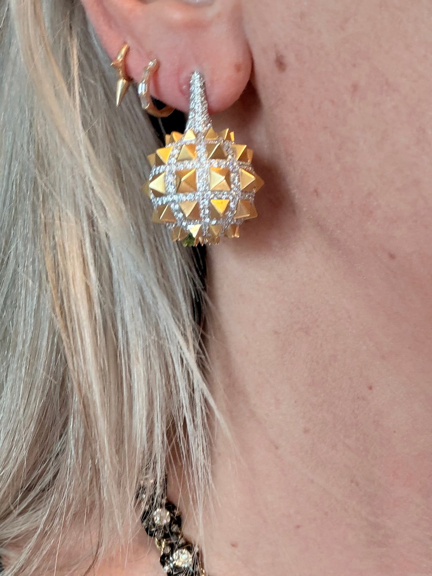 Vintage Spike Orb Diamond Earrings