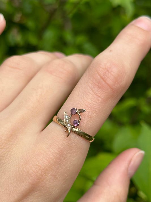 Peapod Paste and Seed Pearl Stickpin Conversion Ring