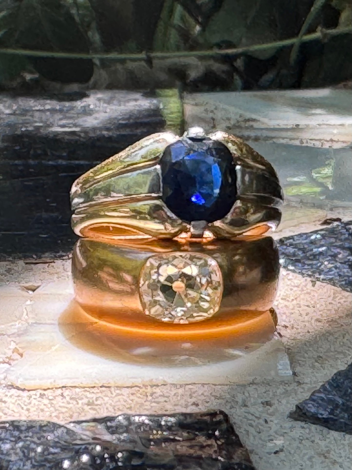 Vintage French Sapphire Solitaire Ring