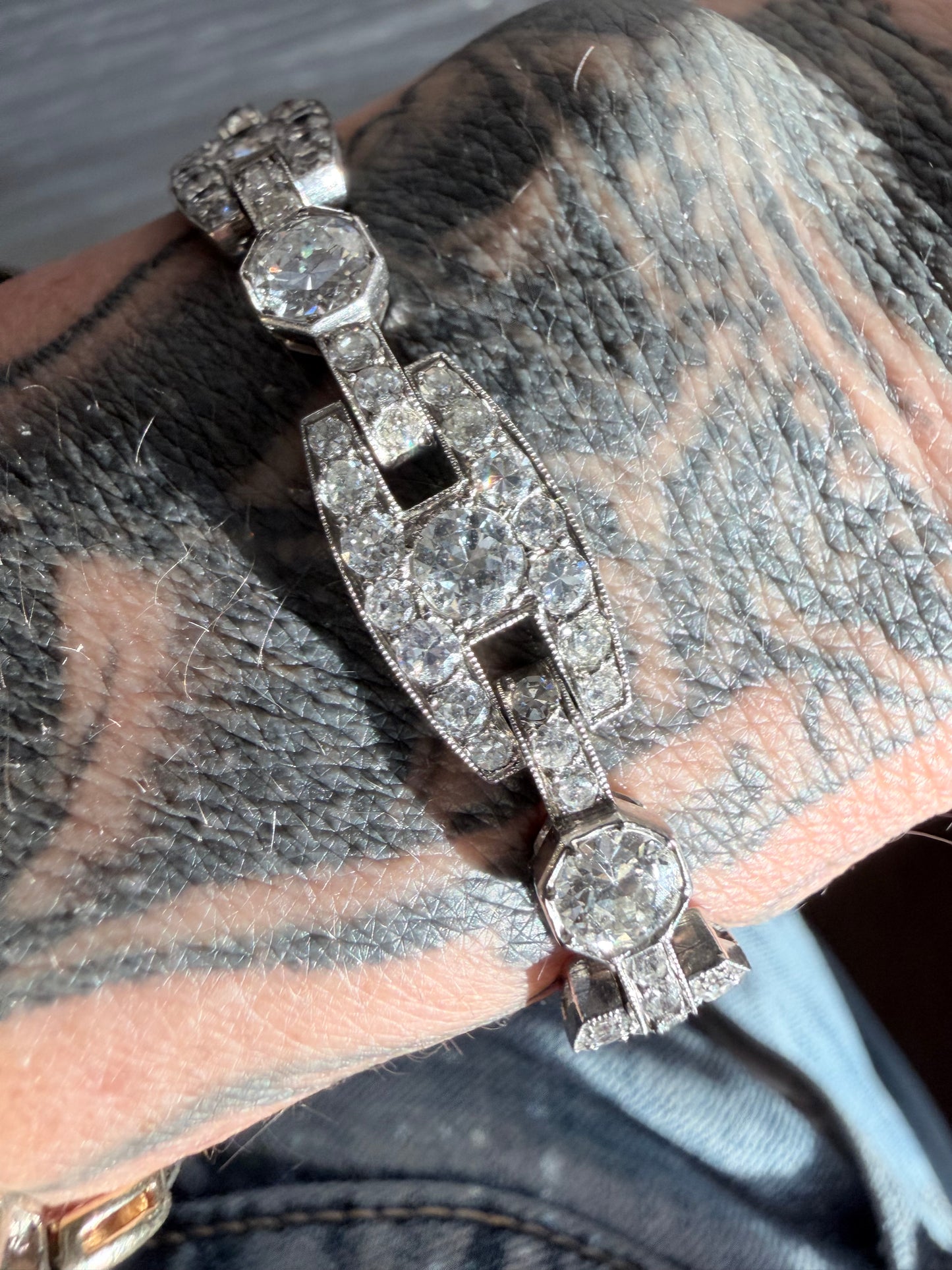 Art Deco Chaumet Alternating Anchor Link Bracelet