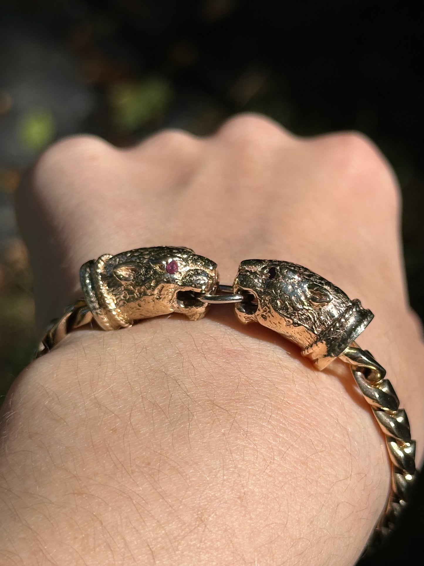 Vintage Double Jaguar Head Curb Bracelet