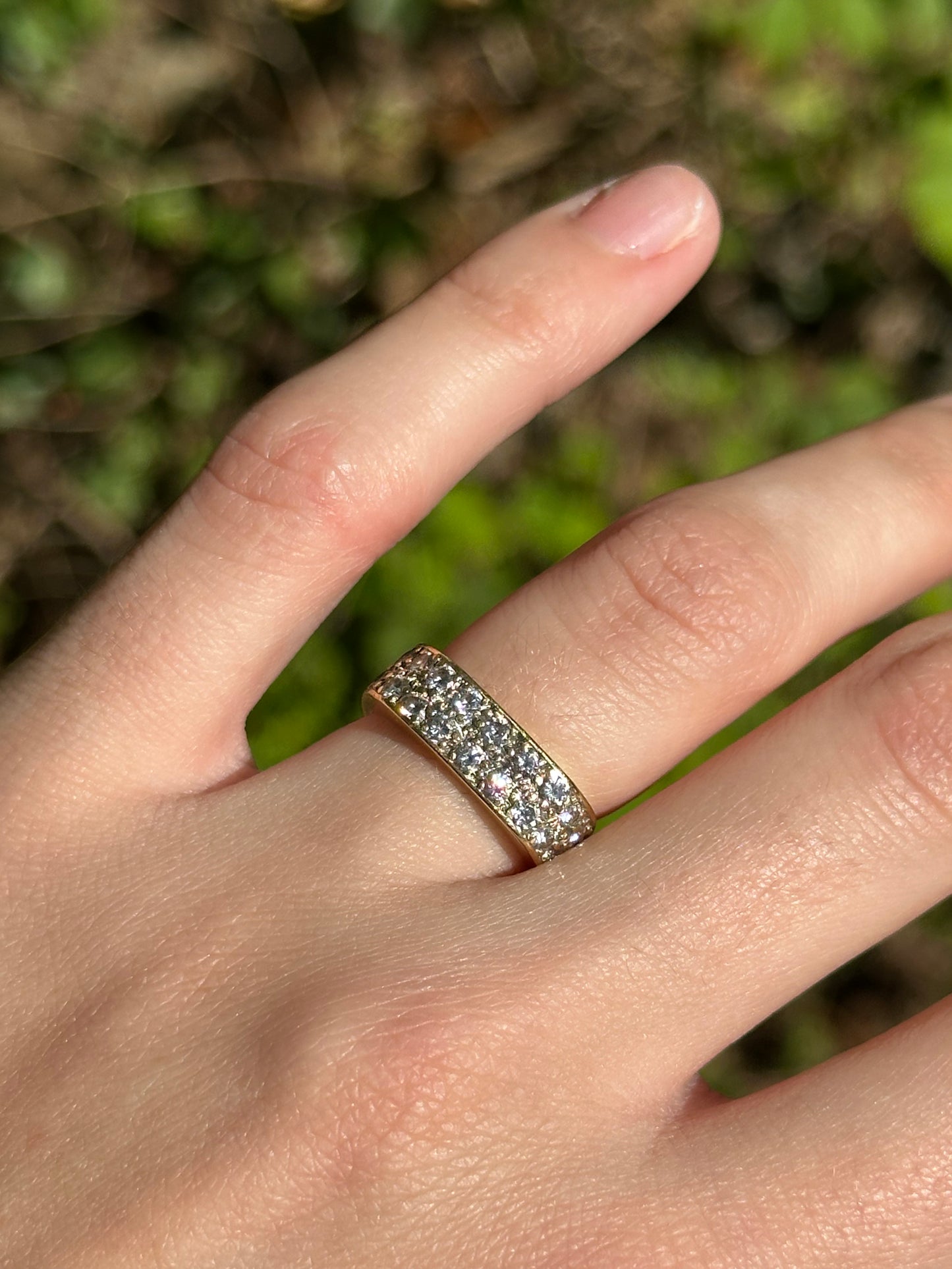 Vintage 18k Yellow Gold Square Diamond Pave Ring