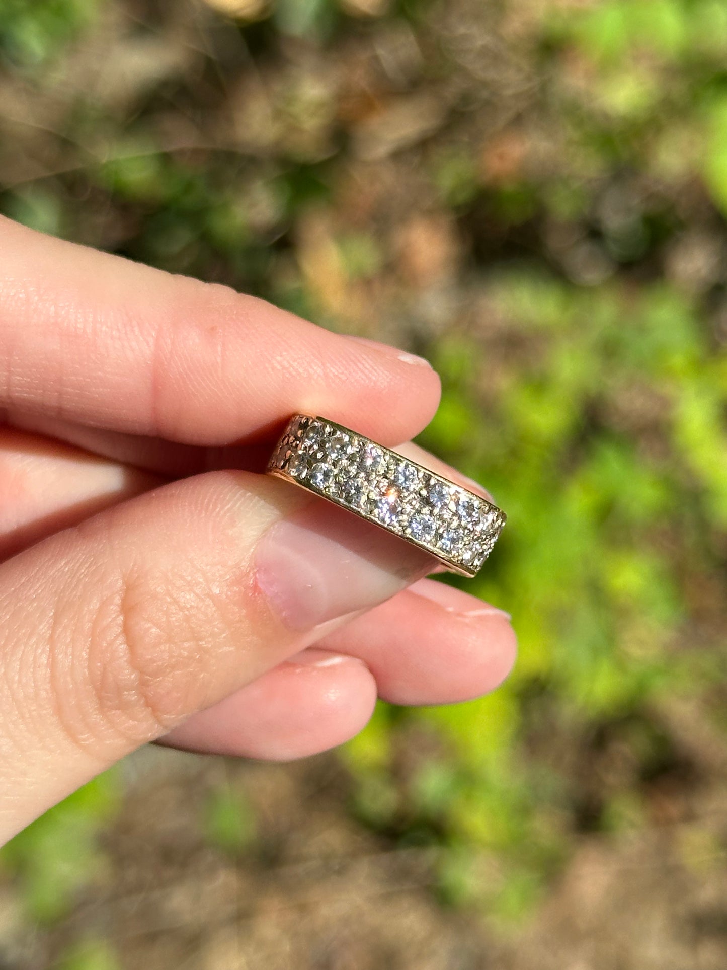 Vintage 18k Yellow Gold Square Diamond Pave Ring