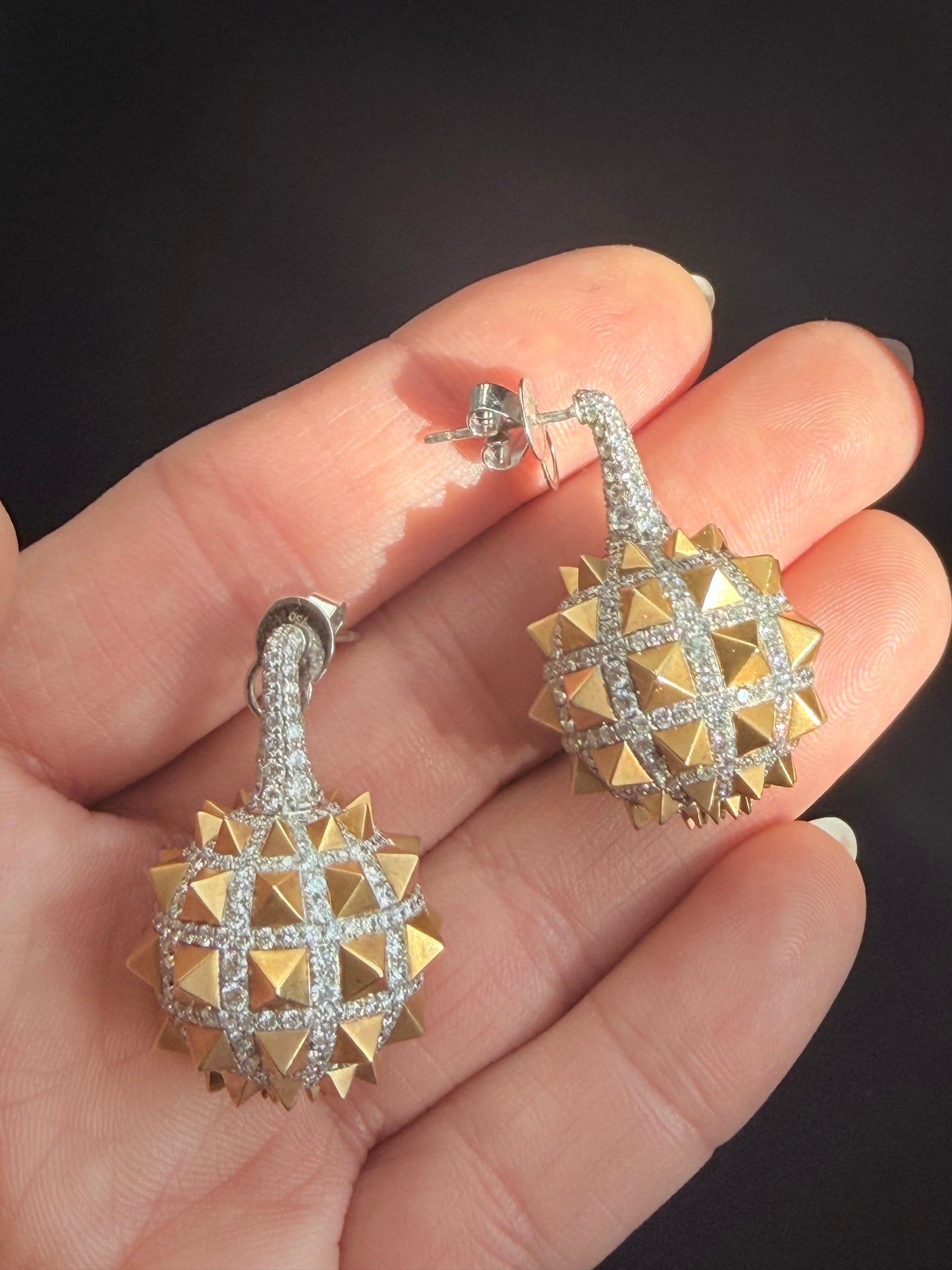 Vintage Spike Orb Diamond Earrings
