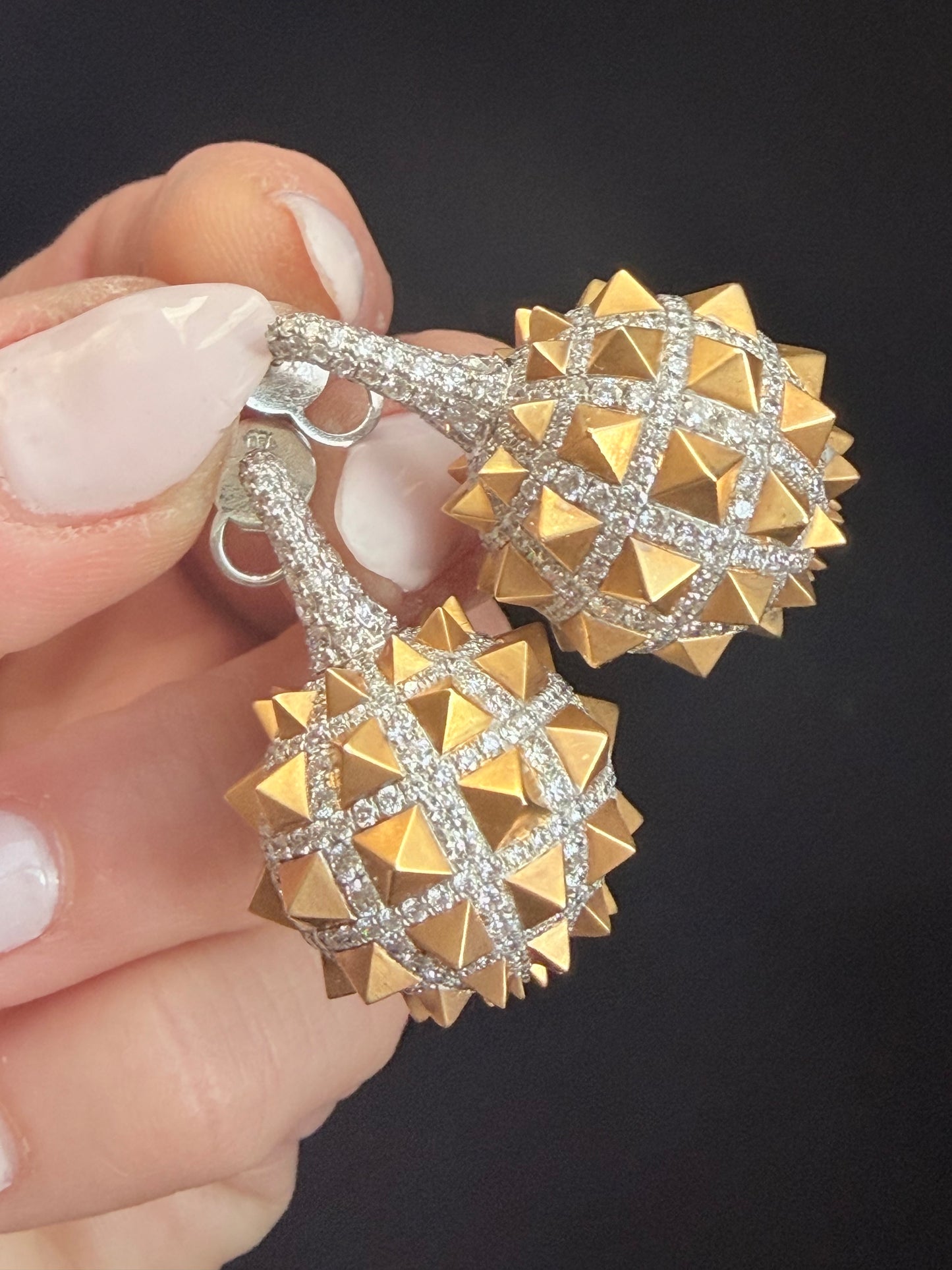Vintage Spike Orb Diamond Earrings