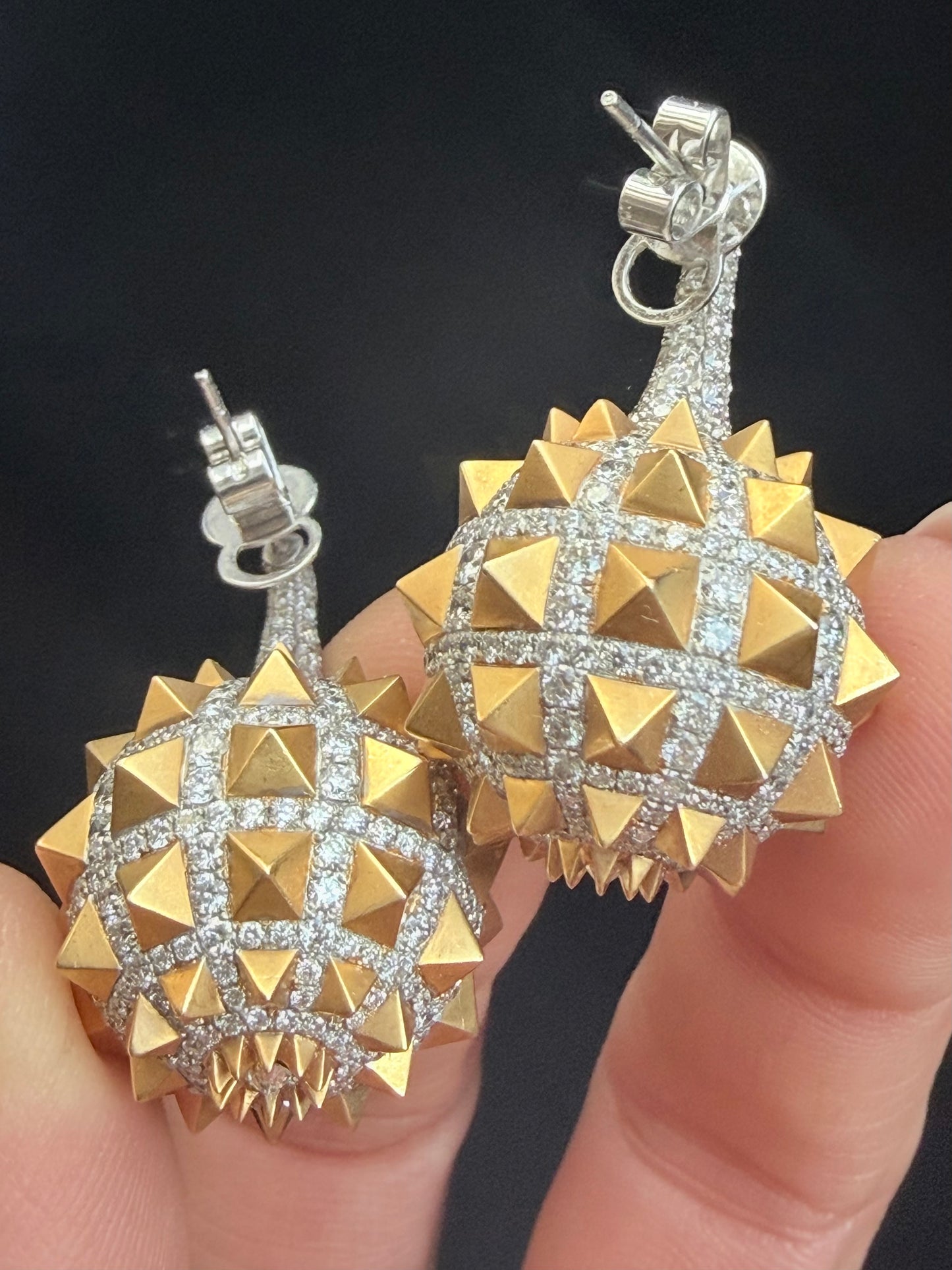 Vintage Spike Orb Diamond Earrings