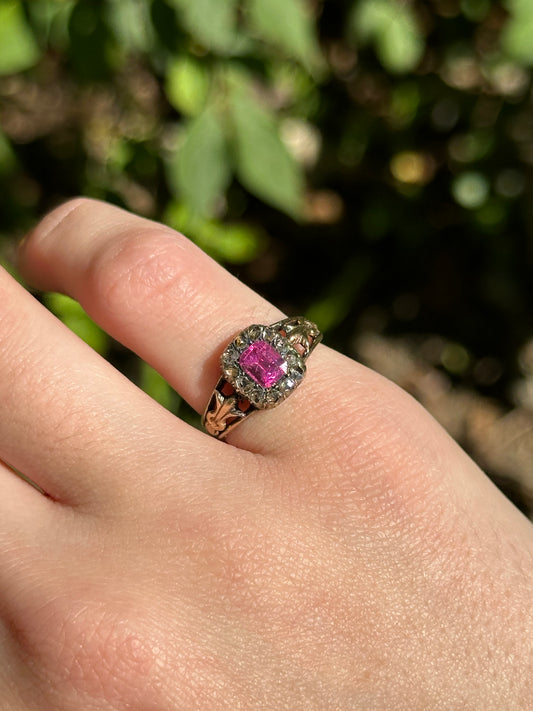 Georgian 10k Diamond and Paste Ring