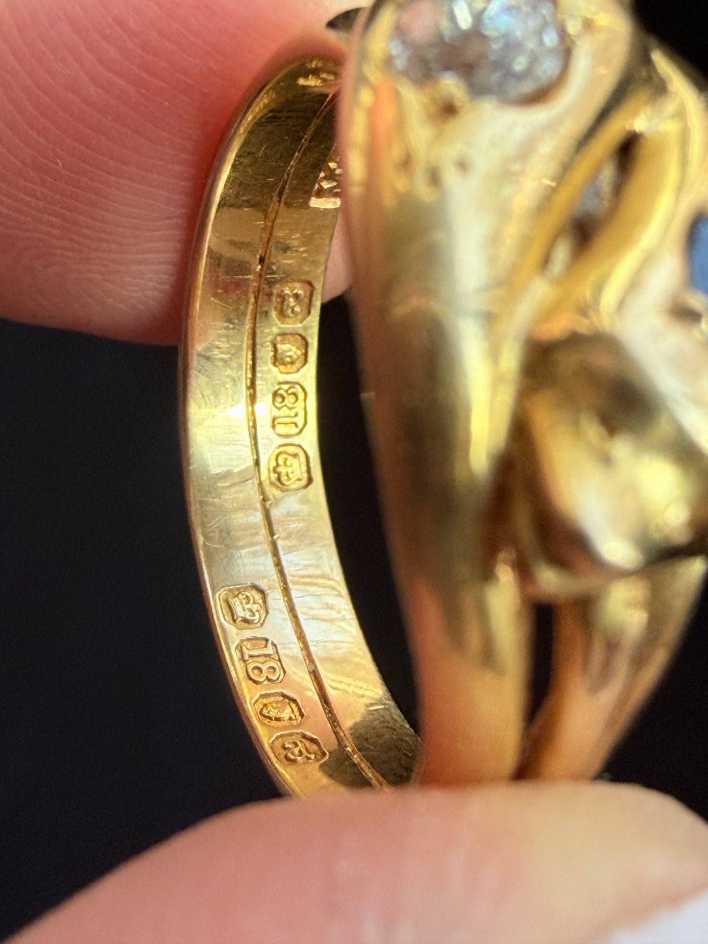 Victorian Sapphire and Diamond Double Snake Ring