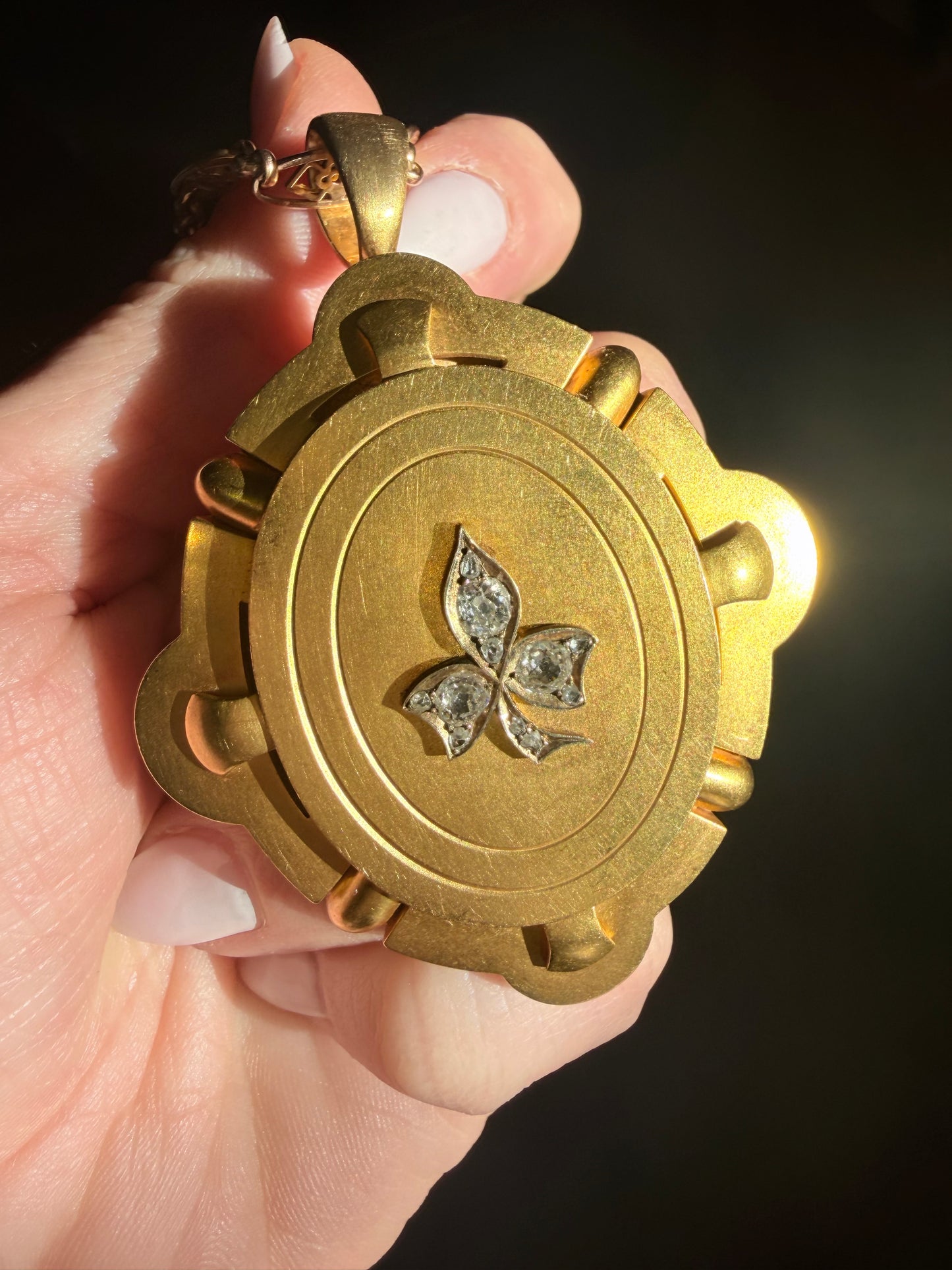 Antique Diamond Trefoil Brooch Pendant