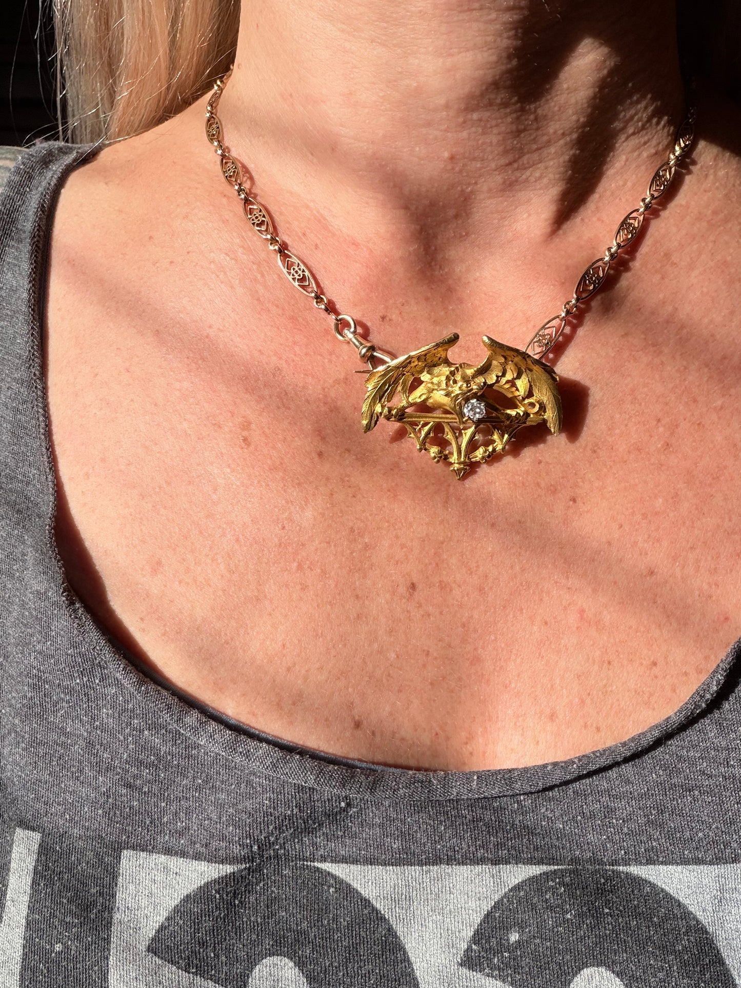 Victorian Diamond Dragon Brooch