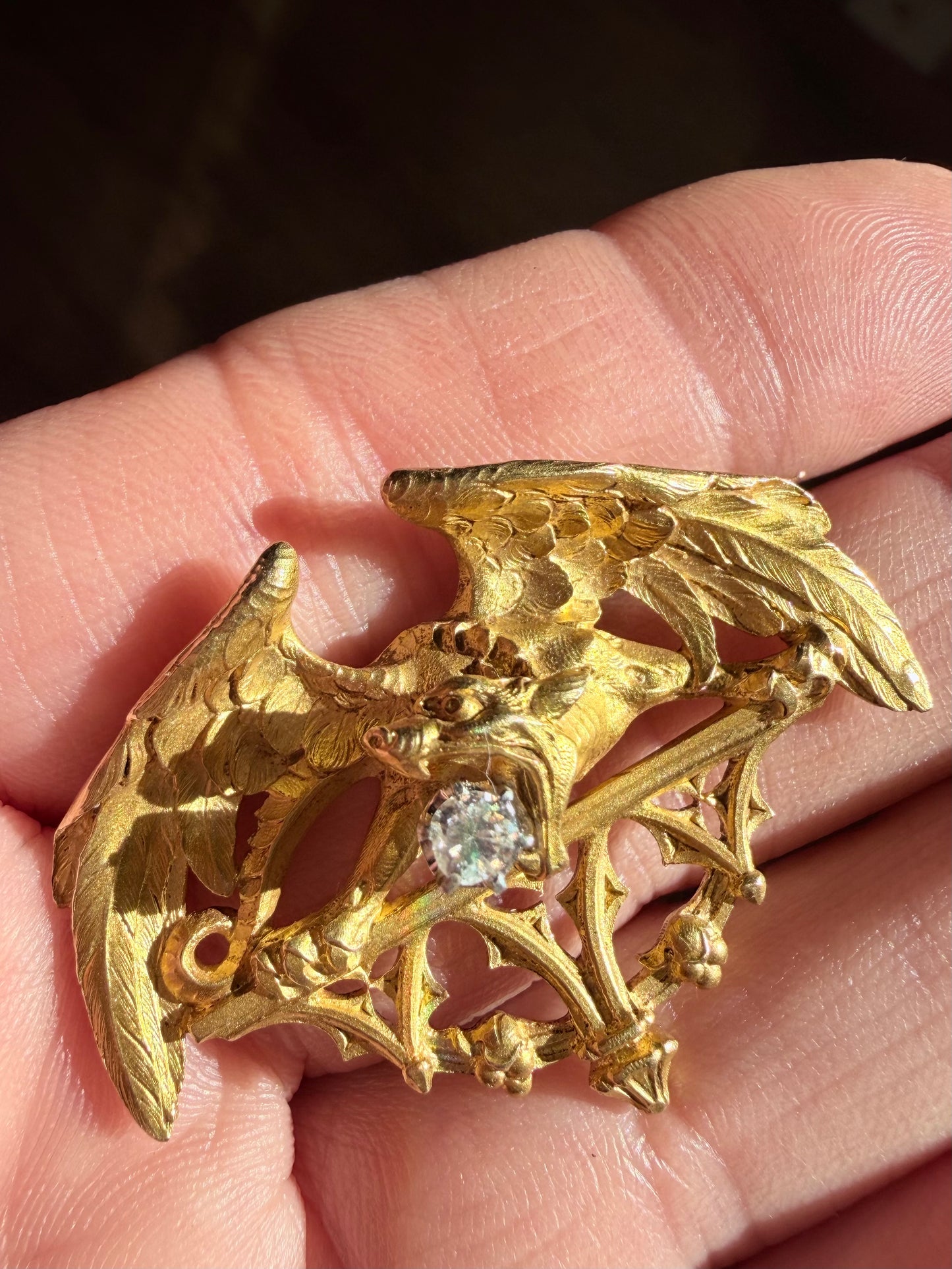 Victorian Diamond Dragon Brooch