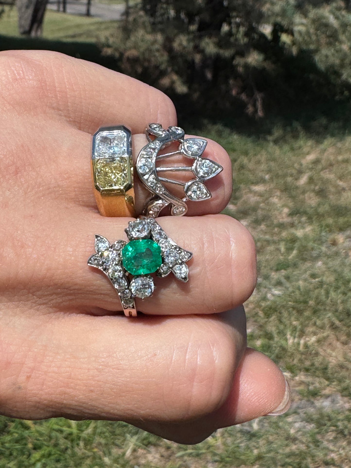 Victorian Emerald and Old Cut Diamond Ring