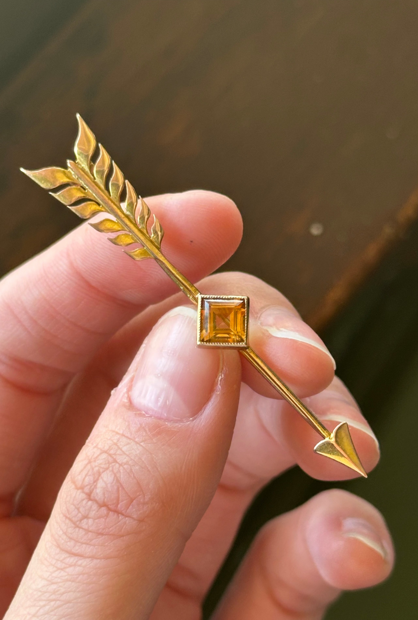 Vintage 14k Citrine Arrow Pendant