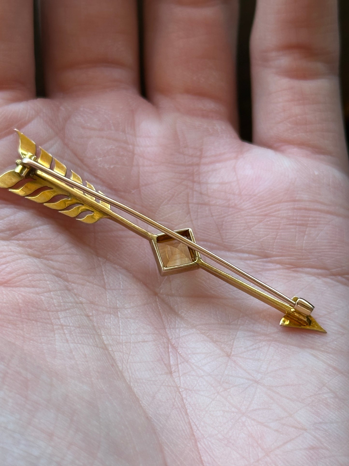 Vintage 14k Citrine Arrow Pendant