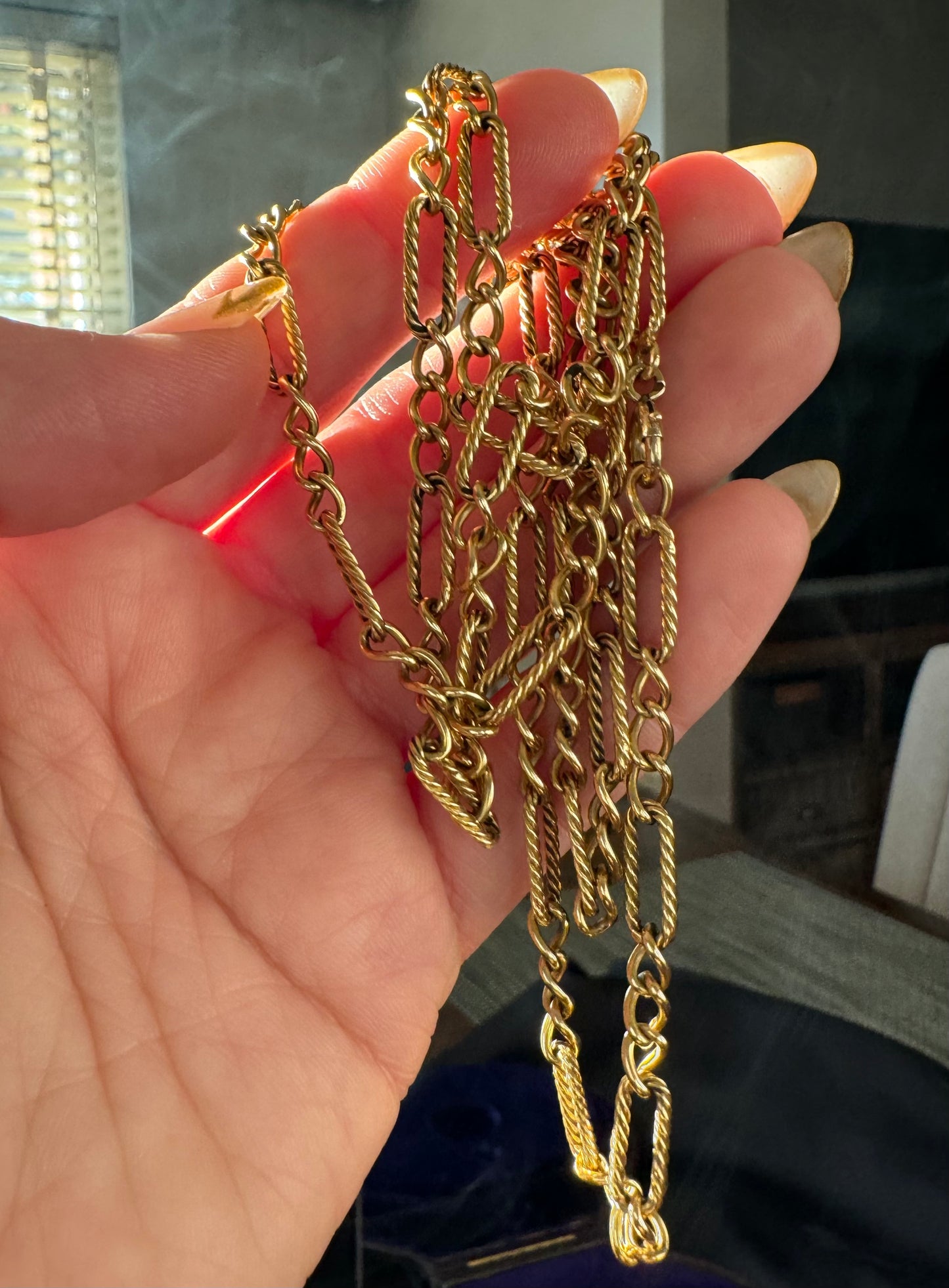 Antique French 18k Yellow Gold Alternating Paperclip Chain