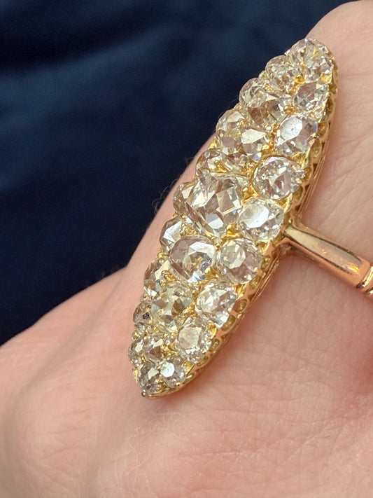 Victorian Old Cut Diamond Navette Ring