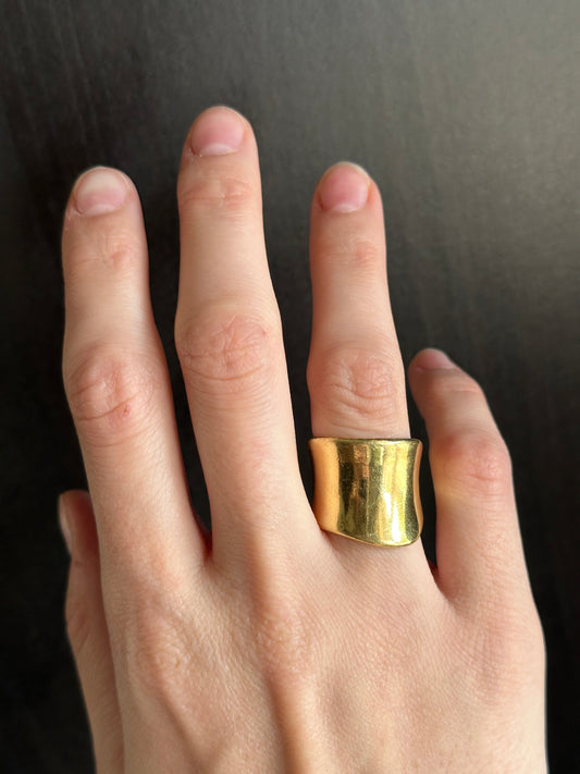 Vintage 18k Yellow Gold Asymmetrical Adjustable Wide Band