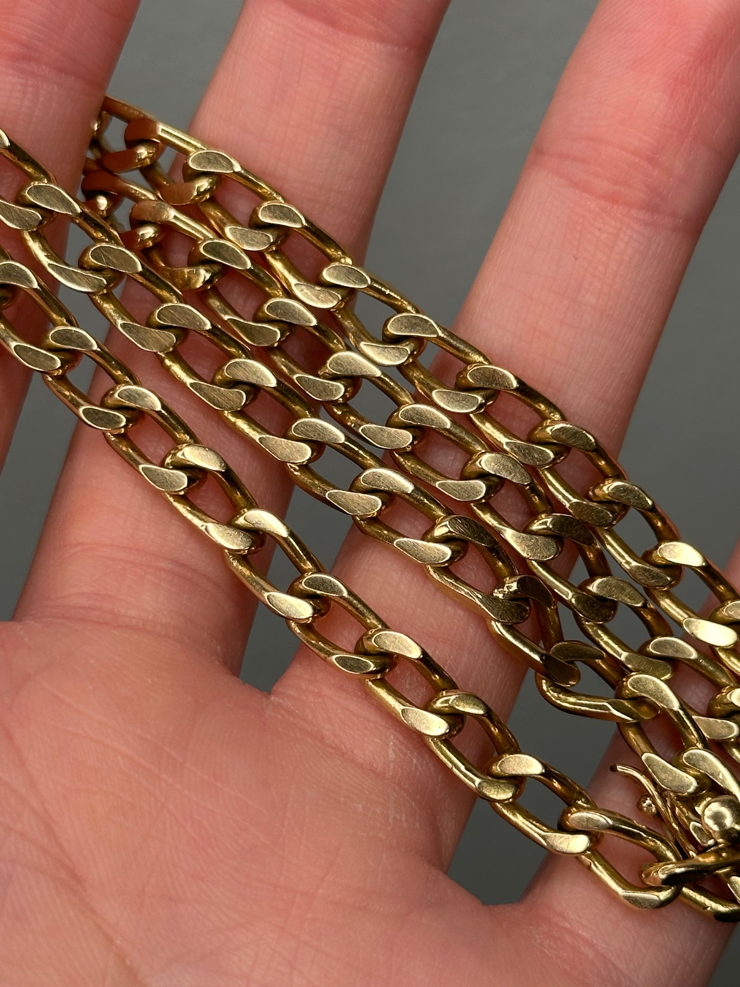 Vintage 18k Yellow Gold Open Curb Link Chain