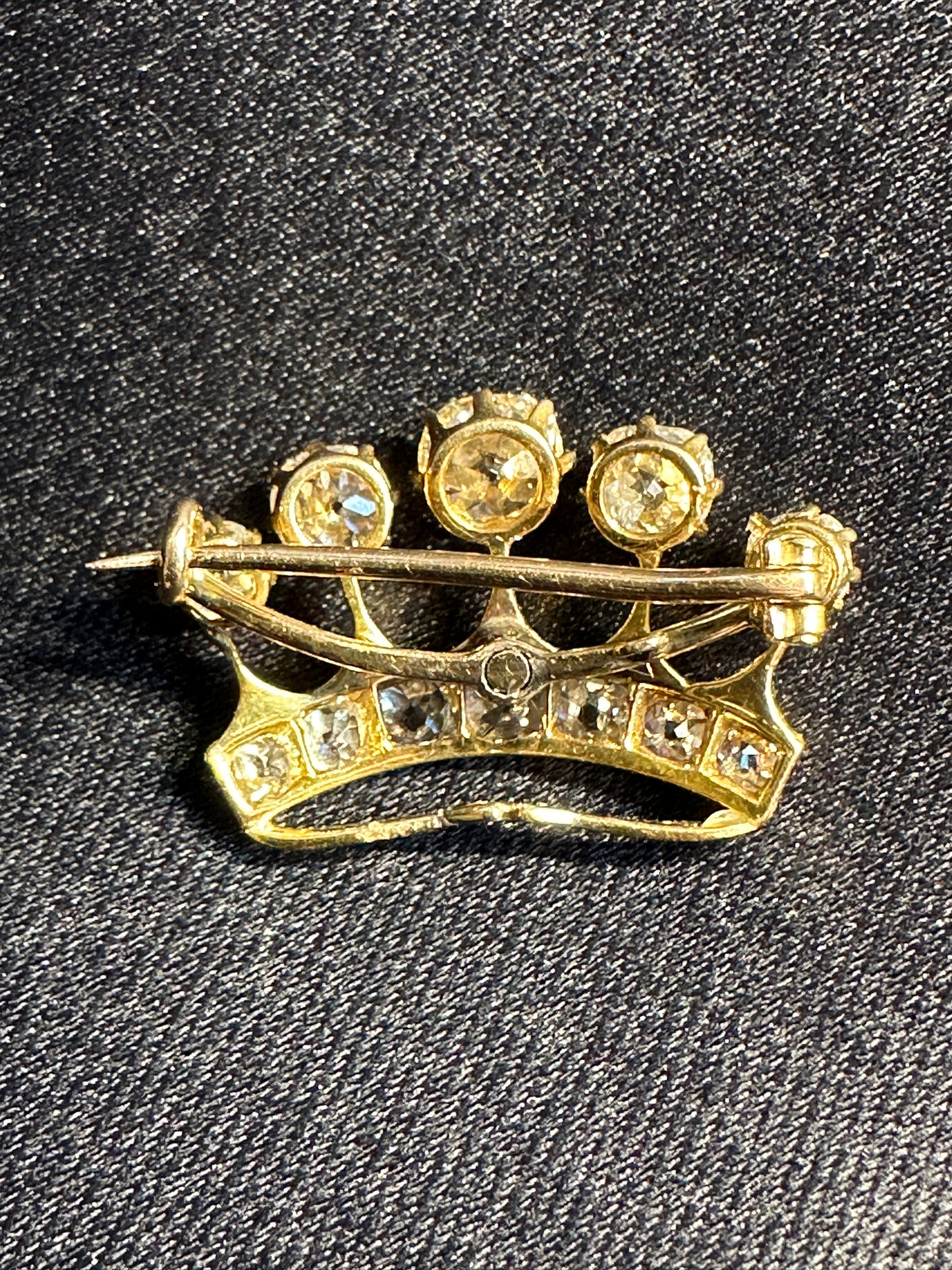 Victorian Old Mine Cut Diamond Crown Brooch