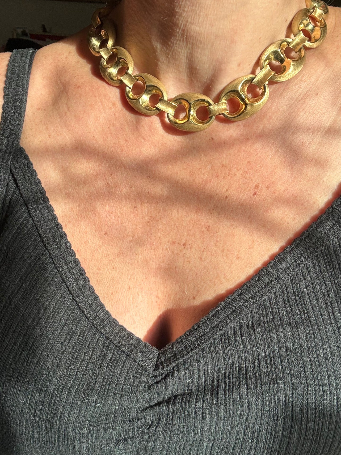 Vintage 18k Yellow Gold Anchor Link Collar Necklace