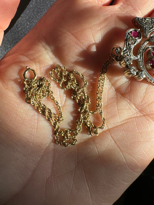 Vintage 14k Yellow Gold Round Weaved Link Chain